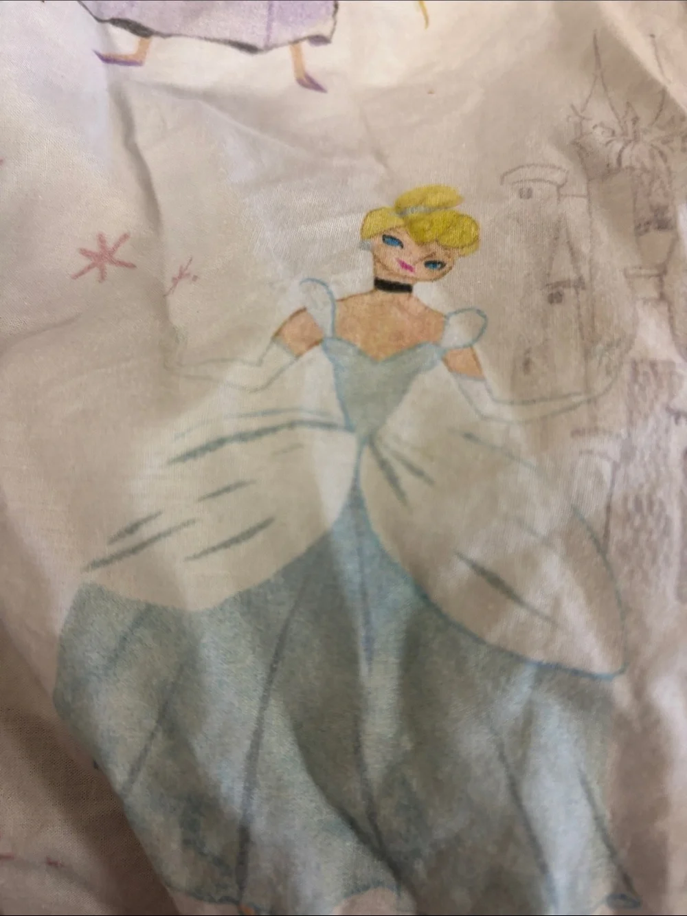 Pottery Barn Kids Princess Print Fitted Sheet and 1 Pillow Case